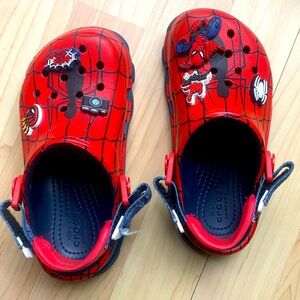 Toddler Spider-Man. Crocs size 11